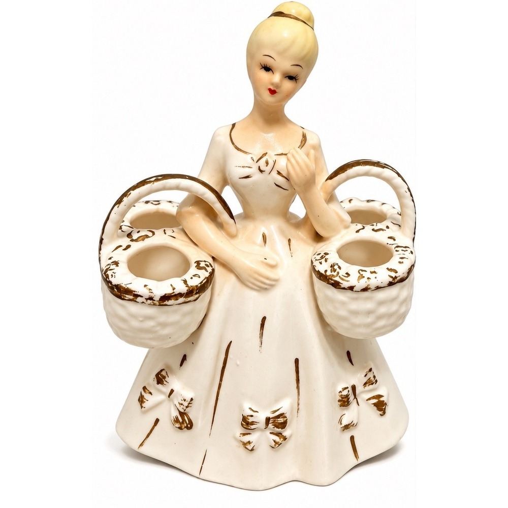 Ceramic Vintage "Lipstick Lady" Figurine - Holds 4 Lipsticks #2257 Japan Signed